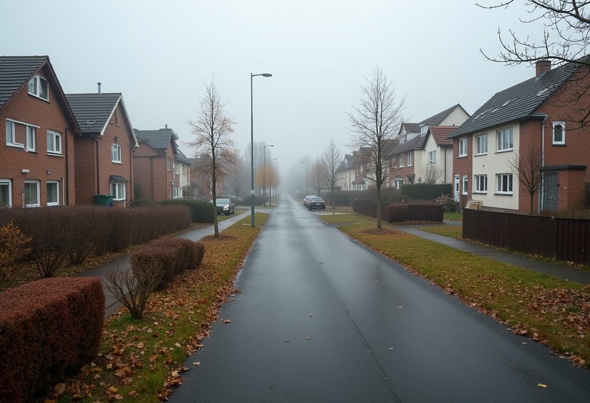 Hausverkauf Duisburg 2026 Prognose. Wohngebiet in Duisburg-Duissern mit Einfamilienhäusern – Immobilienpreise 2026. Modernes Wohnumfeld in Duisburg zur Darstellung der Preis- und PLZ-Analyse 2026.