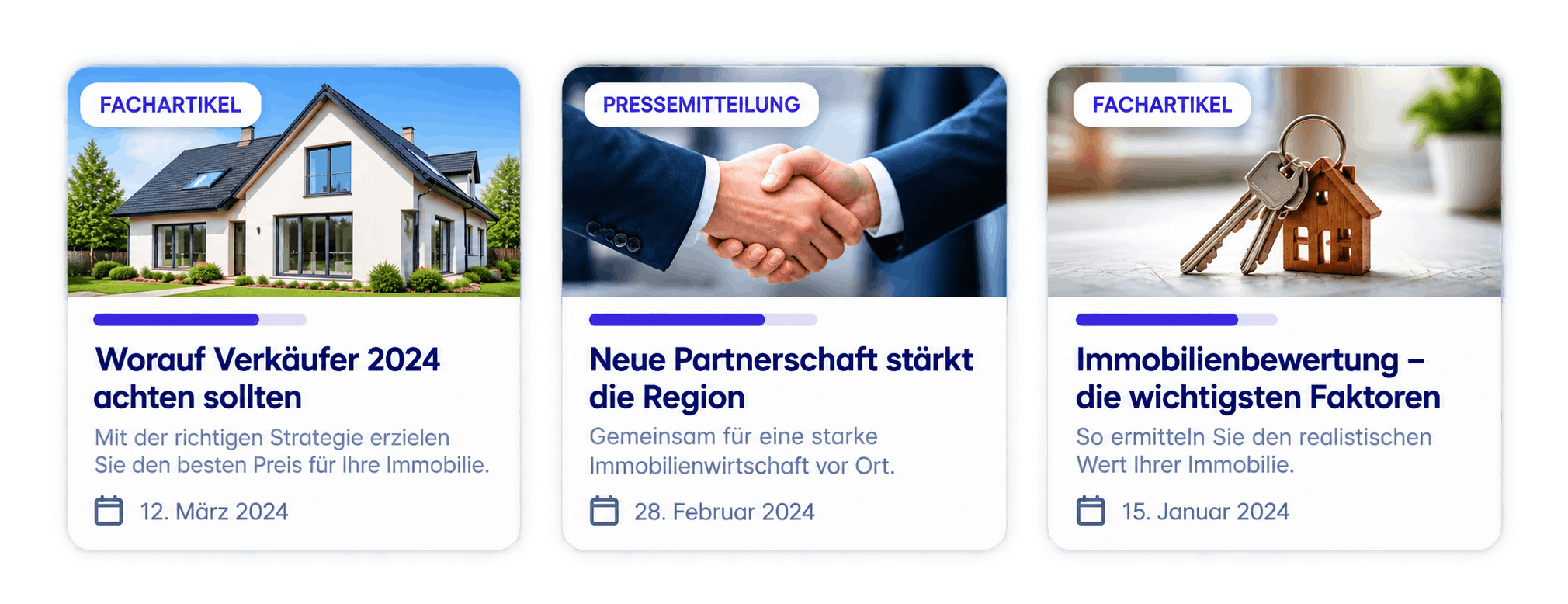Beispiele für Fachartikel und Pressemitteilungen auf einer Expertenprofilseite