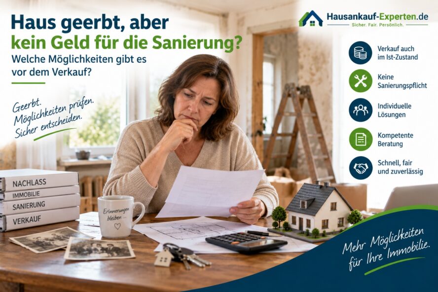 Geerbtes Haus ohne Sanierung verkaufen? Kostenlose Anfrage stellen